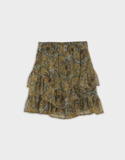 Falda Estampada Paisley Con Volantes BSB