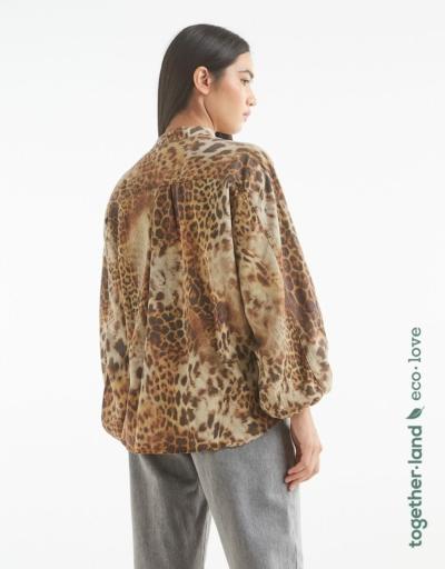 Camisa Sin Cuello Leopardo BSB