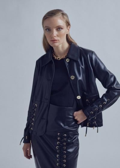 Chaqueta Detalle Piel Eyelets By Maite
