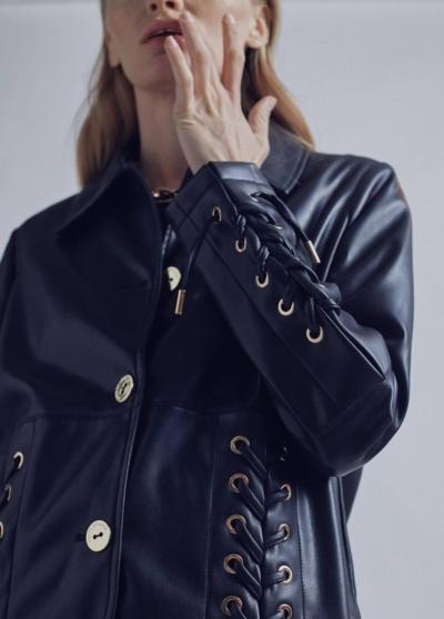 Chaqueta Detalle Piel Eyelets By Maite
