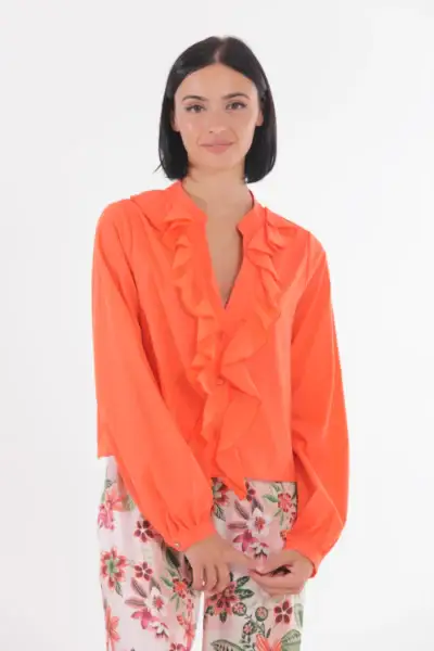 Camisa Cropped Volantes Mimi Mua