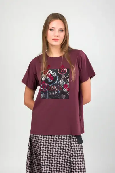 Camiseta manga corta burdeos Manifesto Anekke