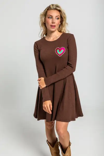 Vestido Mini Vuelo canalé de estampado paisley marrón chocolate - Freedoom Lolina