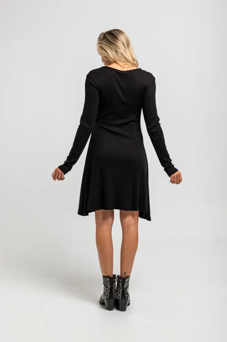 Vestido Mini Vuelo canalé negro con rayo y ojo - Let's Dance Lolina Vestido Mini Vuelo canalé negro con rayo y ojo - Let's Dance Lolina